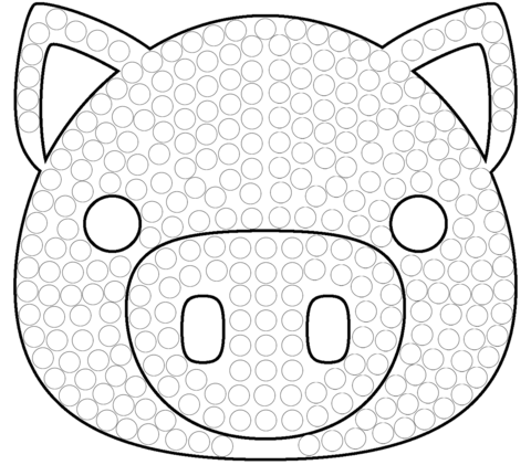 Pig Face Dot Art Coloring Page